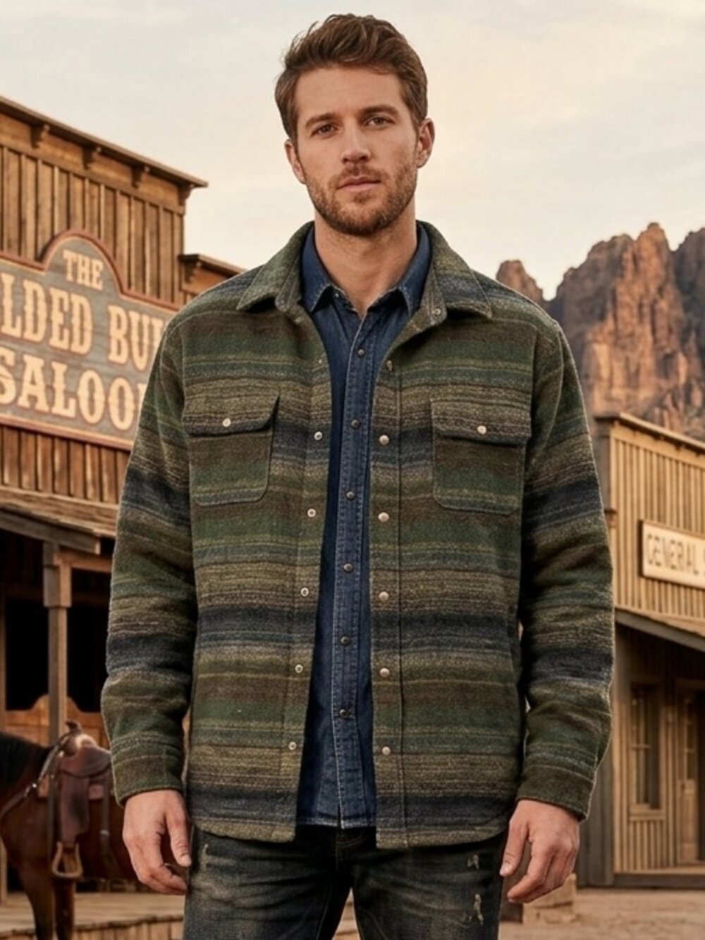 RedHead Ranch Shacket Men's Size XL Green Linen Blend Shirt Jacket